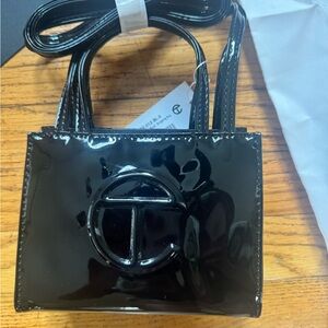 Telfar Black Patent Small Shopper Bag